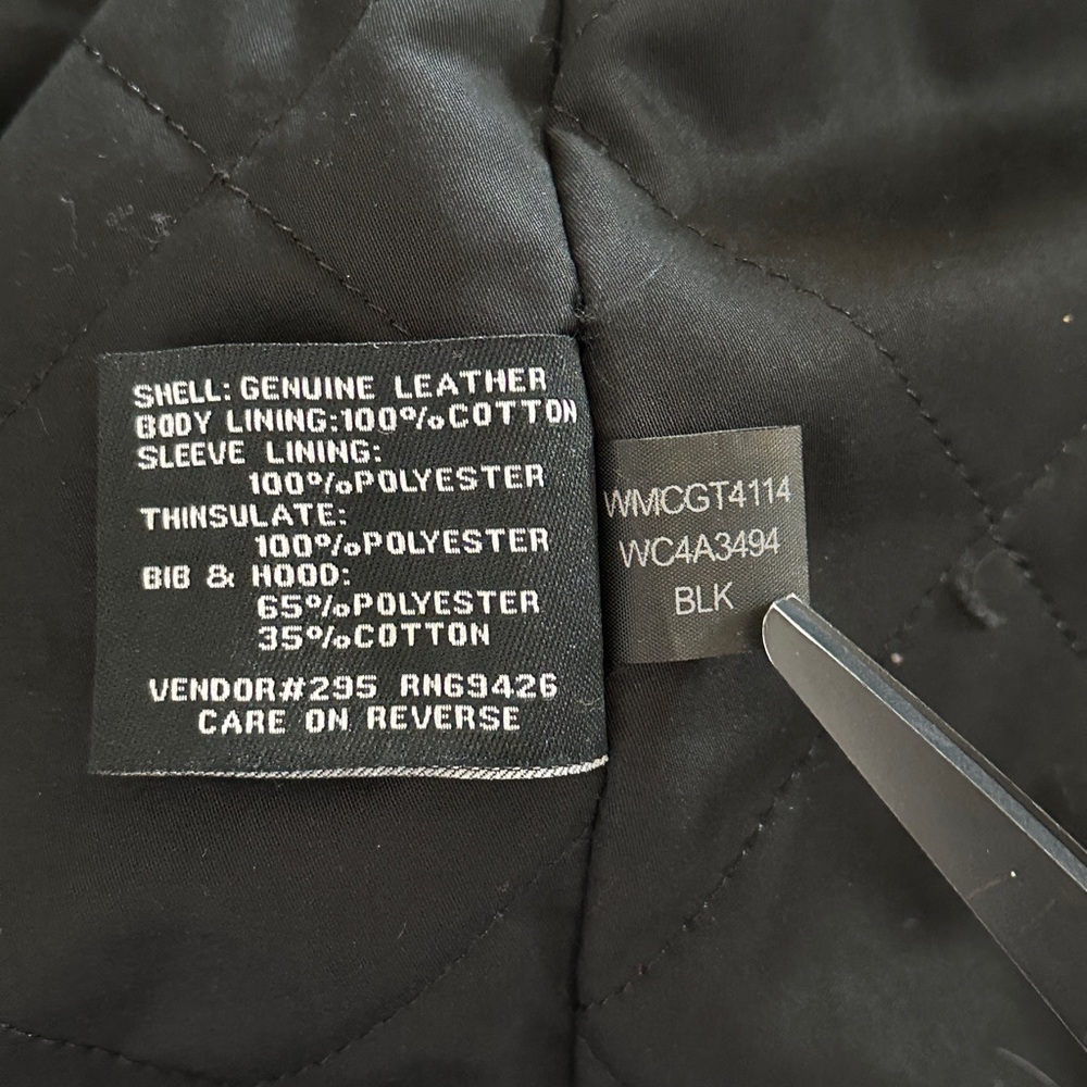 Wilsons Alan Black Leather Grunge Motorcycle Jacket With Removable Hood Size L - Picture 12 of 15
